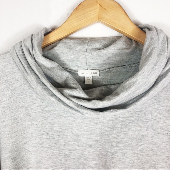 Garnet Hill Cowl Neck Pull Over Tunic | Heather Gray | Size Large - Picture 4 of 10